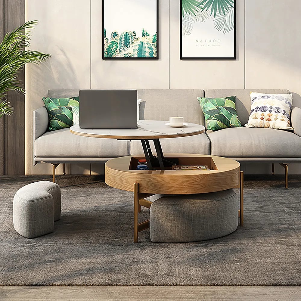 Best Contemporary Lift-Top: Round Lift-Top Coffee Table With Storage