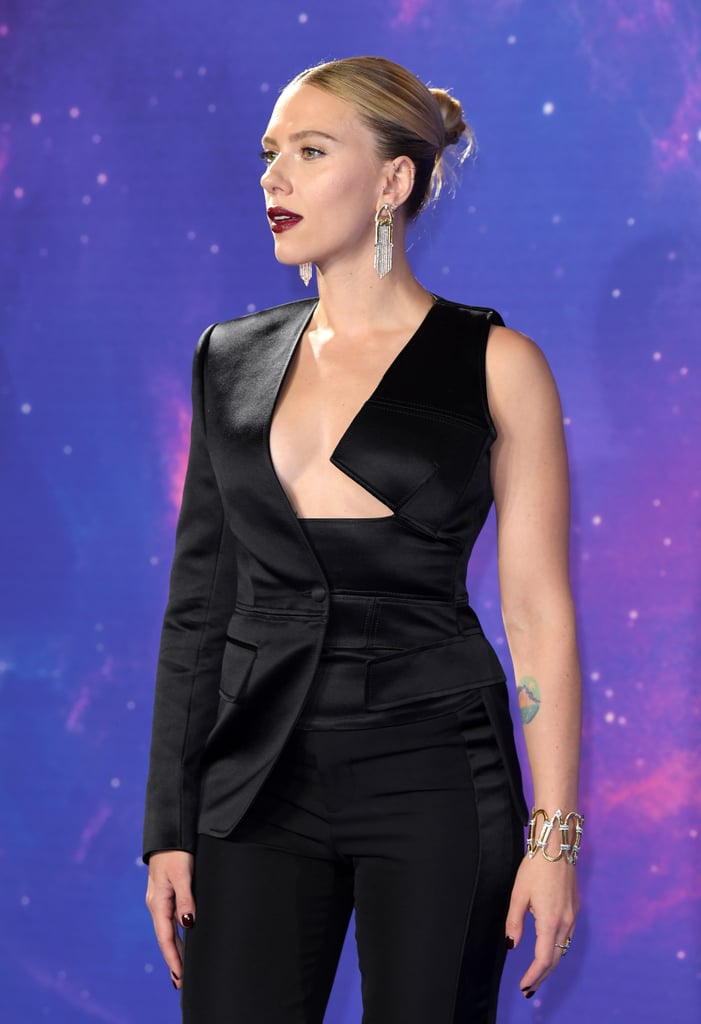 Scarlett Johansson Black Suit at Avengers Endgame Red Carpet