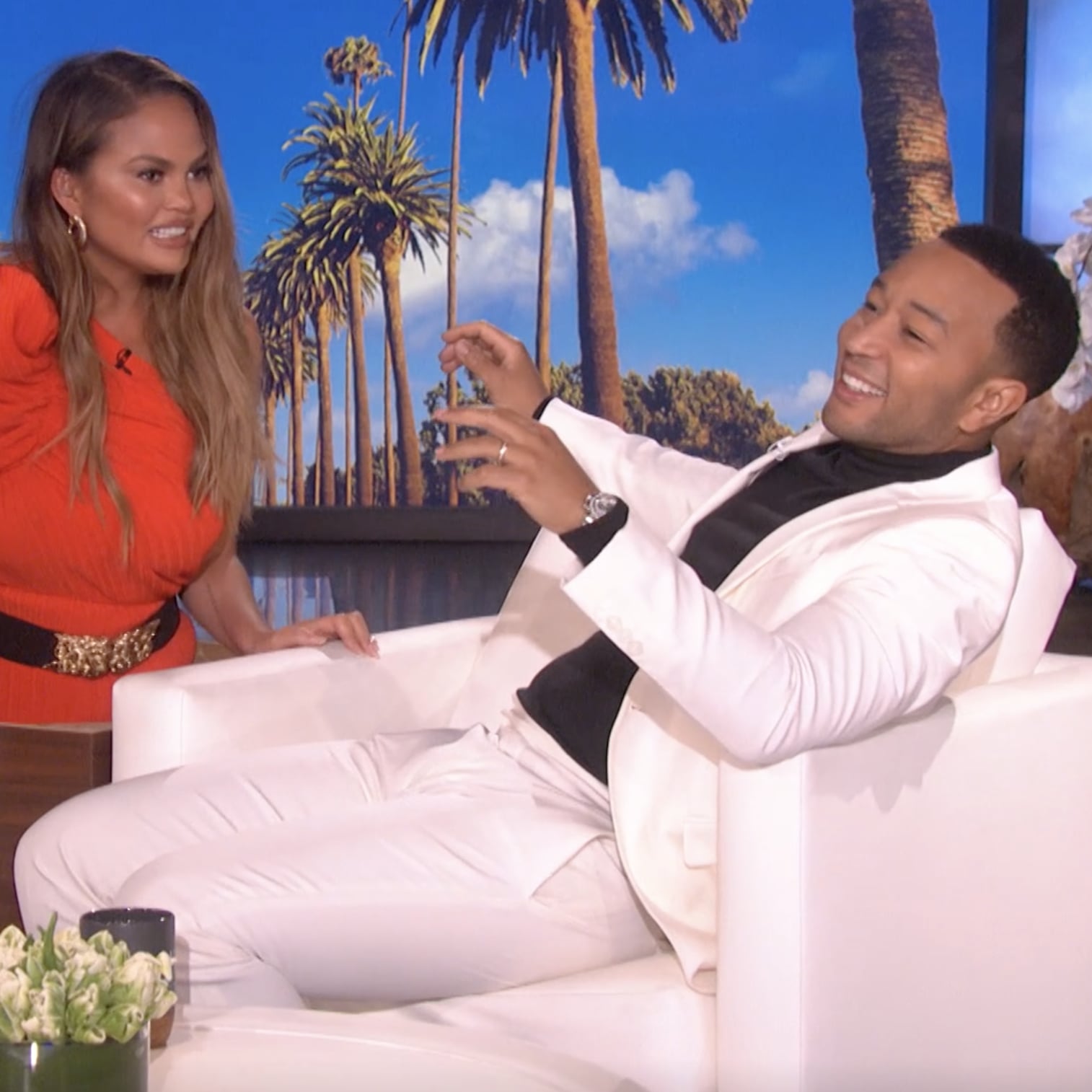 Chrissy Teigen Scares John Legend On Ellen Degeneres Show Popsugar Celebrity Uk