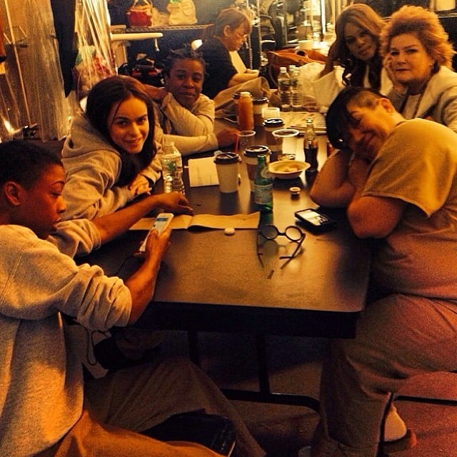 The cast chilled out in between takes.
Source: Instagram user oitnb