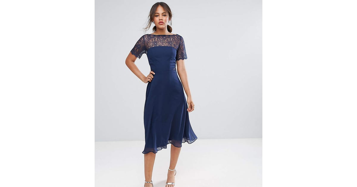 Asos lace insert shop panelled midi dress