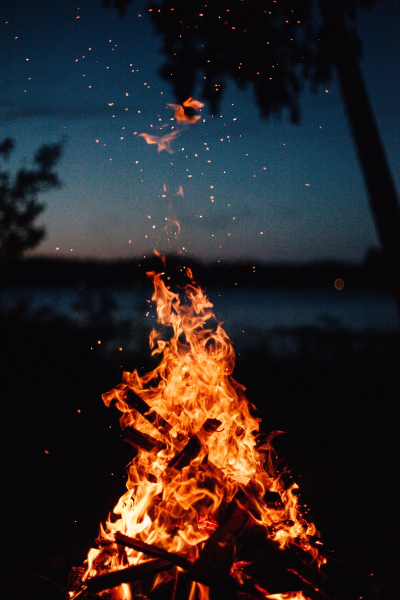 Sharing stories around a cackling fire.