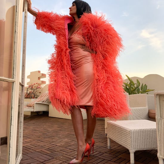Tracee Ellis Ross Wearing Marc Jacobs Feather Coat