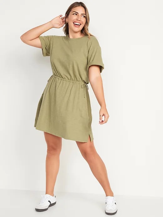 Old Navy Waist-Defined Short-Sleeve Slub-Knit Mini T-Shirt Dress