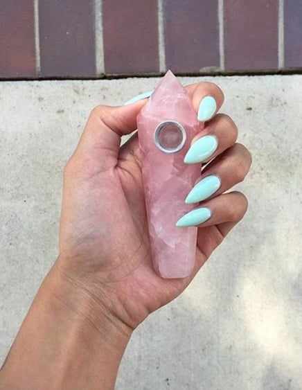 Rose Quartz Crystal Stone Pipe