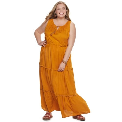 EVRI Plus Size Tiered Maxi Dress
