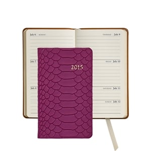 2015 5-Inch Pocket Datebook Embossed Python Leather