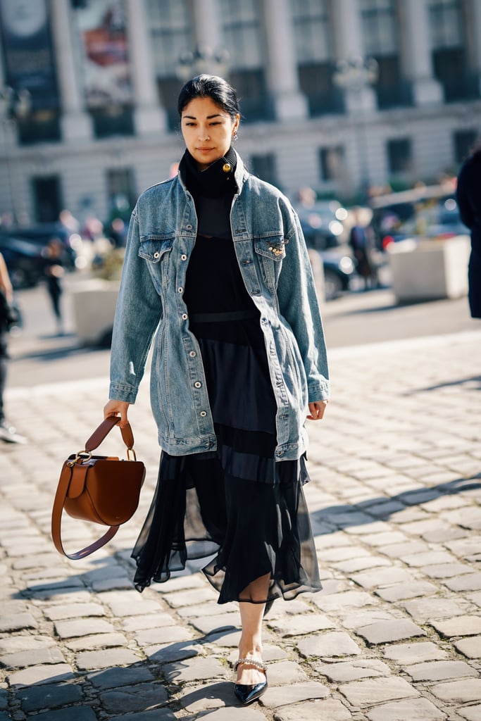 wearing oversized denim jacket