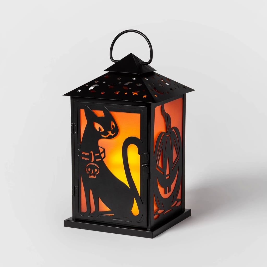 Cat/Pumpkin Silhouette Metal Lantern