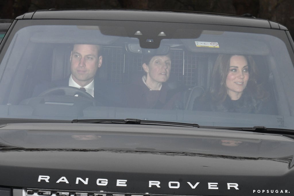 Kate Middleton Black Furry Coat at Christmas Lunch 2017