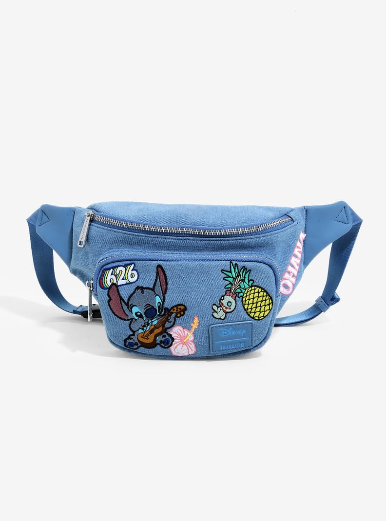 Loungefly Disney Lilo and Stitch Patches Denim Fanny Pack