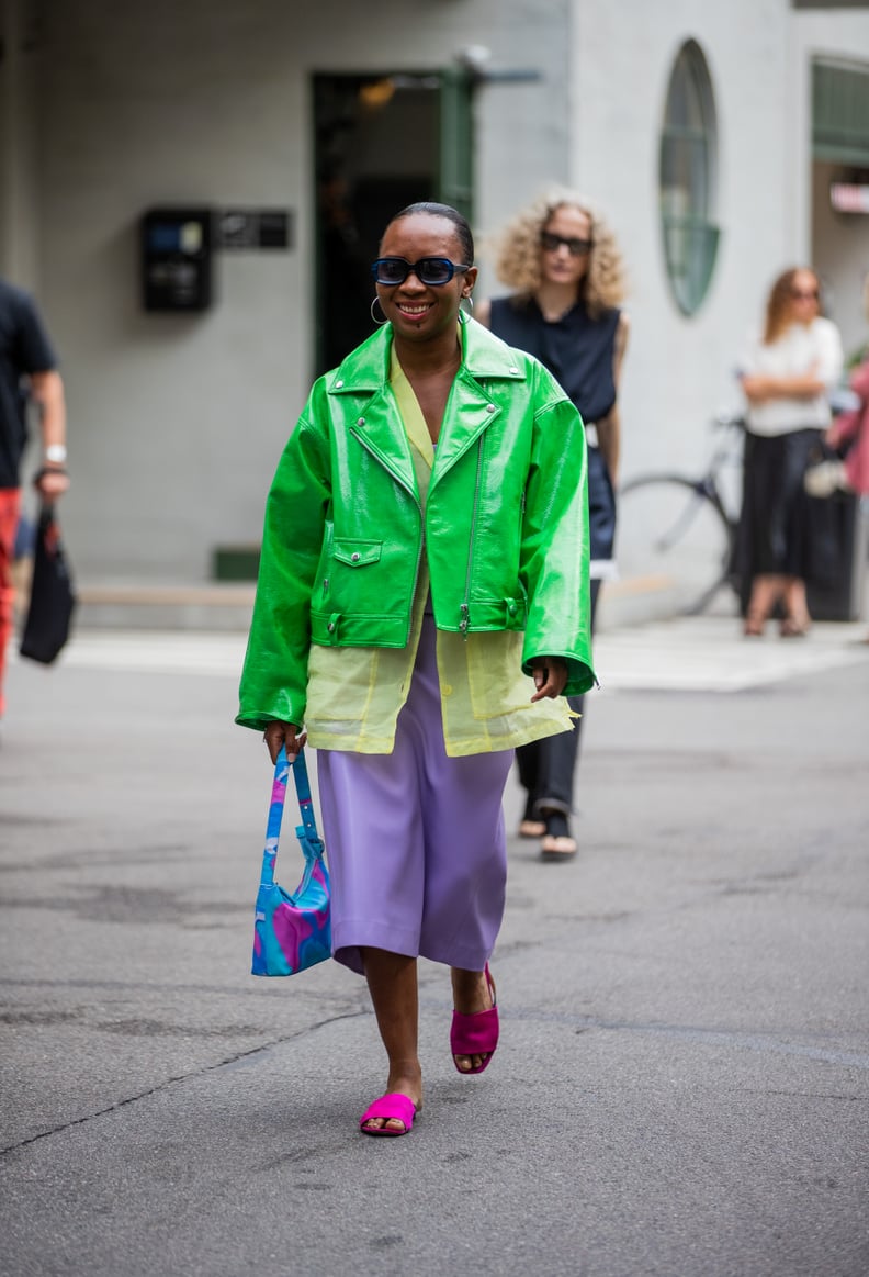 A Cropped Jacket, Oversized Shirt, and Midi Skirt