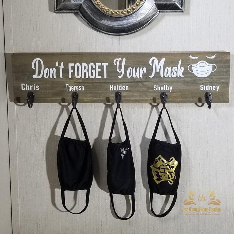 Personalized Family Wood Sign Face Mask Storage