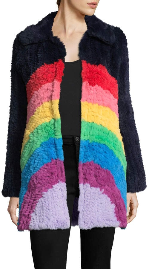 Manoush Rainbow Rabbit Fur Coat