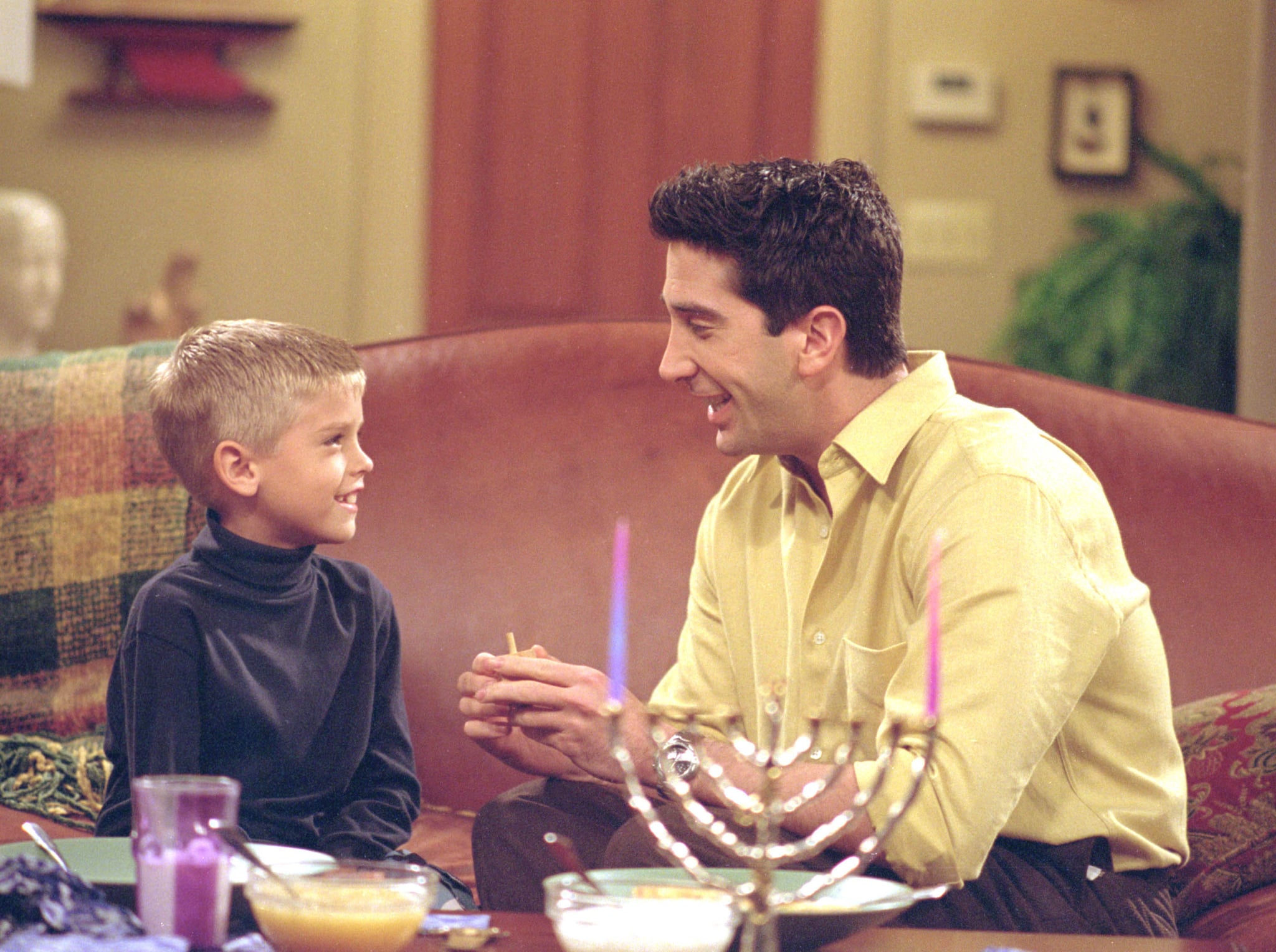 385848 23: Actors Cole Mitchell Sprouse (Big Daddy) as Ben and David Schwimmer as Ross Geller star in NBC's comedy series 