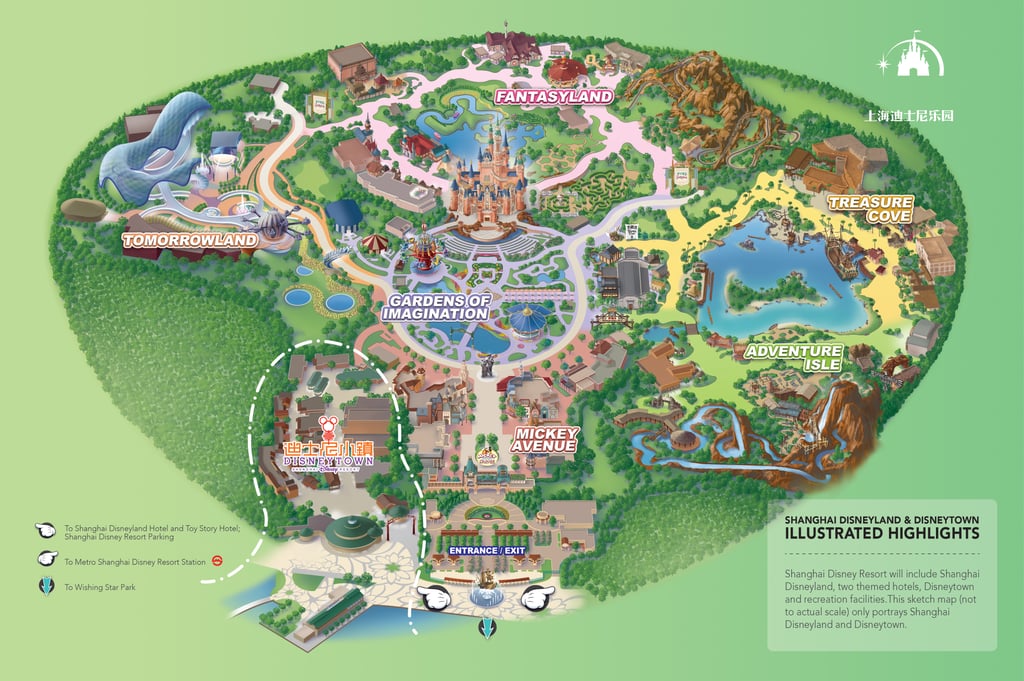 Map of Shanghai Disneyland and Disneytown Shanghai Disney Resort