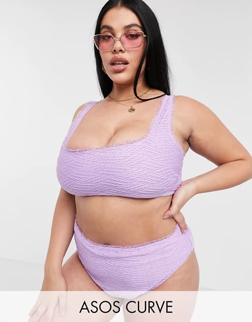 ASOS Design Curve Textured Bikini in Lilac