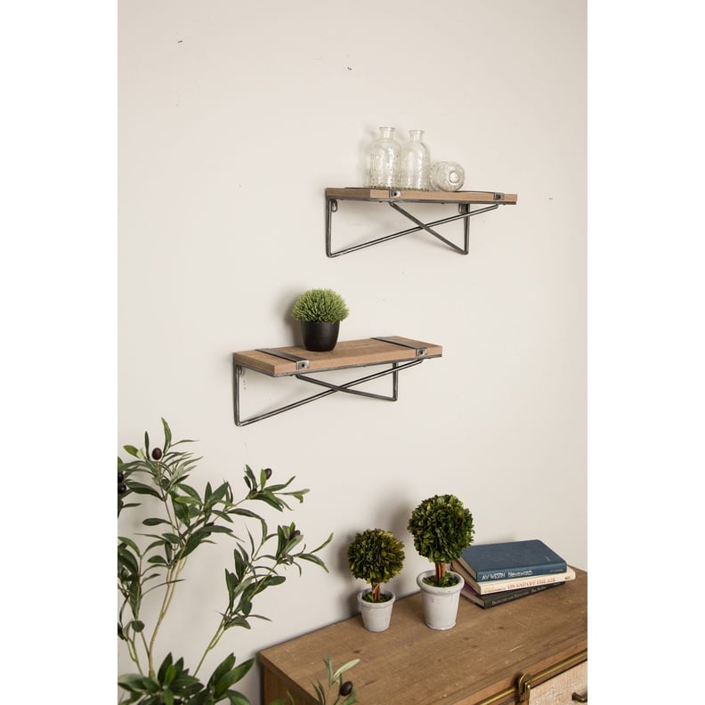 Rustic Farmhouse Metal Wooden Wall Shelves