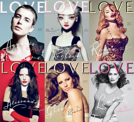 Pictures of Gisele, Rosie Huntington-Whiteley, Alessandra Ambrosio, Lauren Hutton, and Agyness Deyn on Love's New Covers