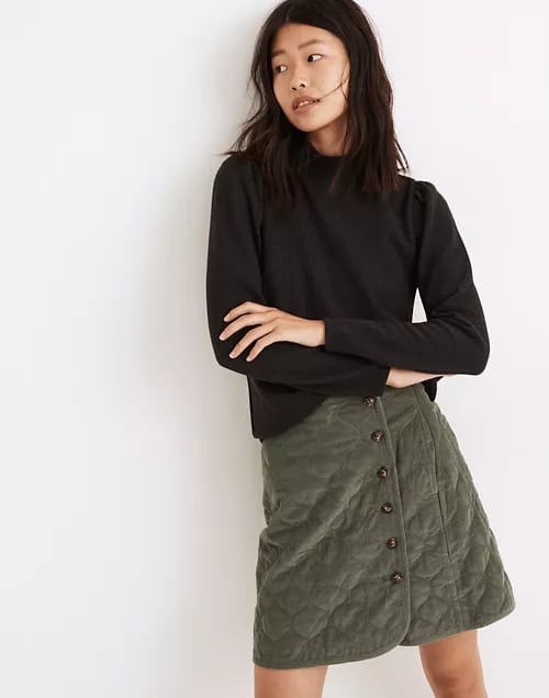 A Cute Top: Madewell (Re)sourced Plush Mockneck Puff-Sleeve Top