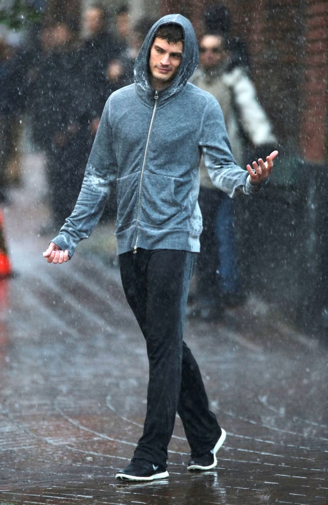 Jamie Dornan Running in Rain | Fifty Shades of Grey Photos