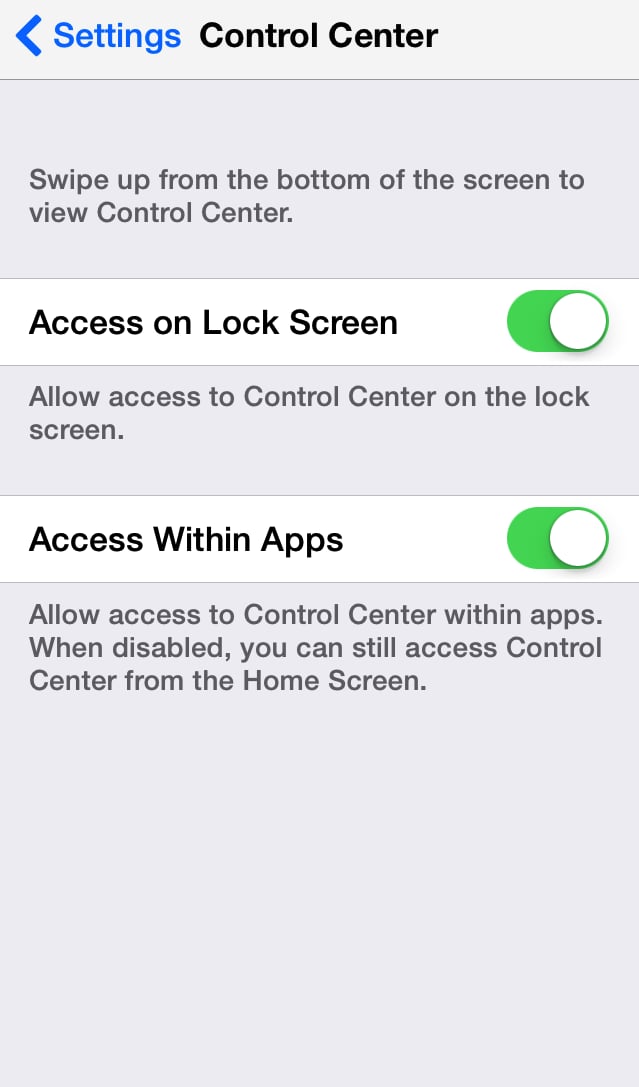 Now enable both options — this will maximize Control Center's usefulness.