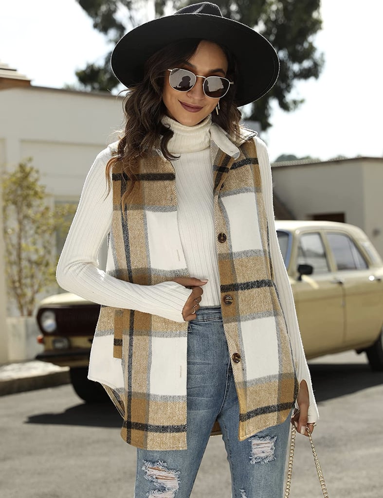 For a Year-Round Layer: Uaneo Plaid Shacket Button-Down