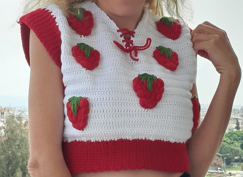 Y2K Strawberry Knit Sweater Vest