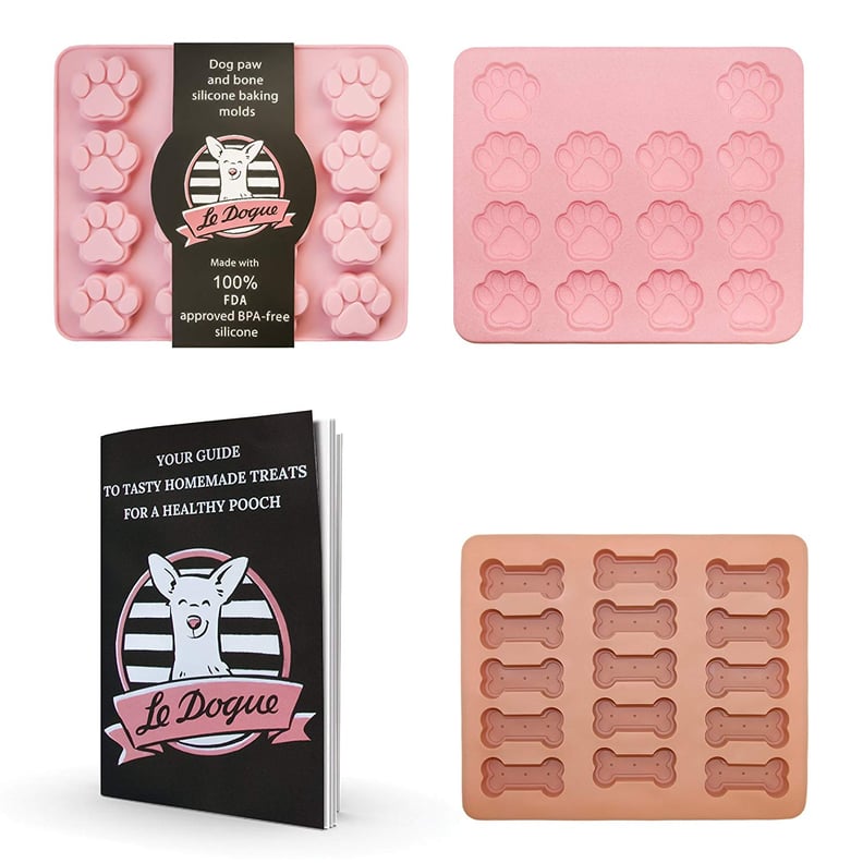 Two-Pack Food Grade Silicone Dog Paw and Bone Molds With Recipe Booklet