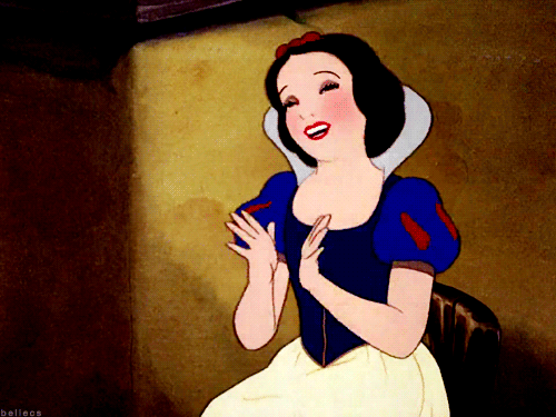Real makeup was applied to the drawings of Snow White.