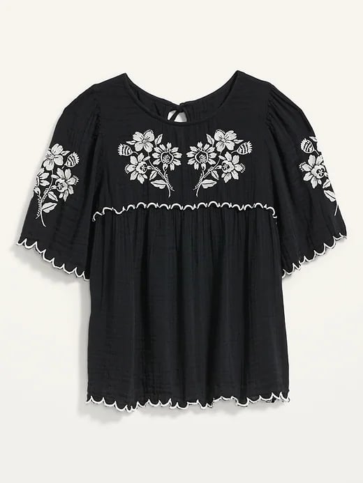 Old Navy Oversized Embroidered Short-Sleeve Blouse