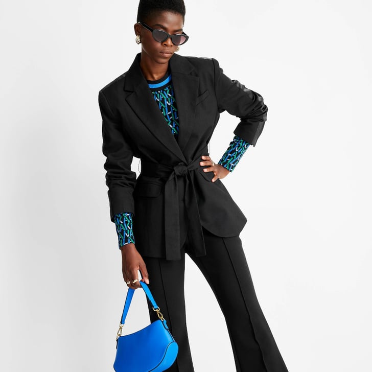 Printed Blazer: Future Collective With Kahlana Barfield Brown Tie-Front