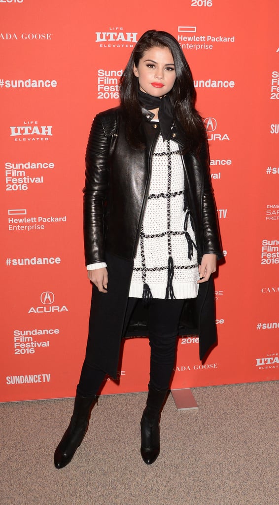 Selena Gomez in a Sweater Dress at Sundance
