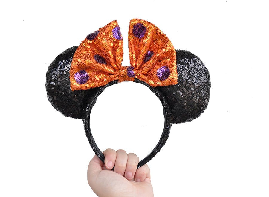 Orange Purple Sequin Disney Minnie Mouse Ears ($17)