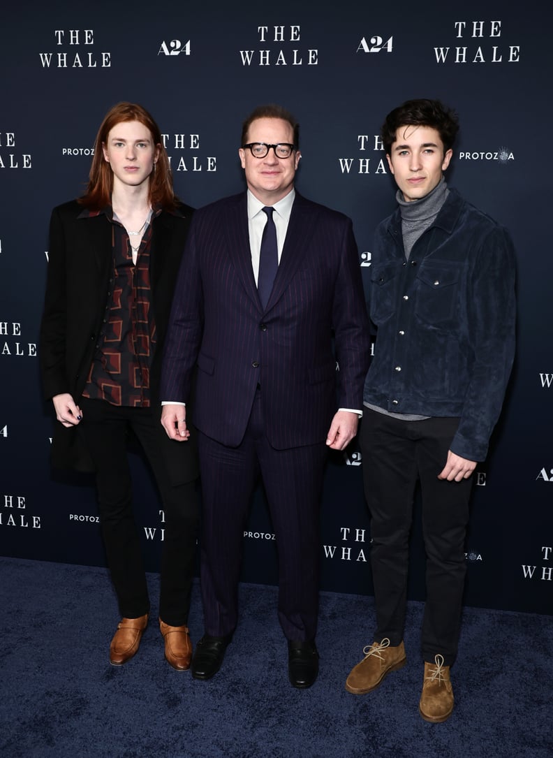 Brendan Fraser and Sons Leland and Holden Fraser at "The Whale" Premiere