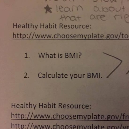 Girl's Response to School Assignment About BMI