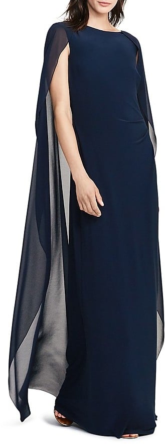 Lauren Ralph Lauren Cape Gown | Suddenly, None of Our Little Black Dresses  Look as Good as the 1 on Angelina Jolie | POPSUGAR Fashion Photo 13