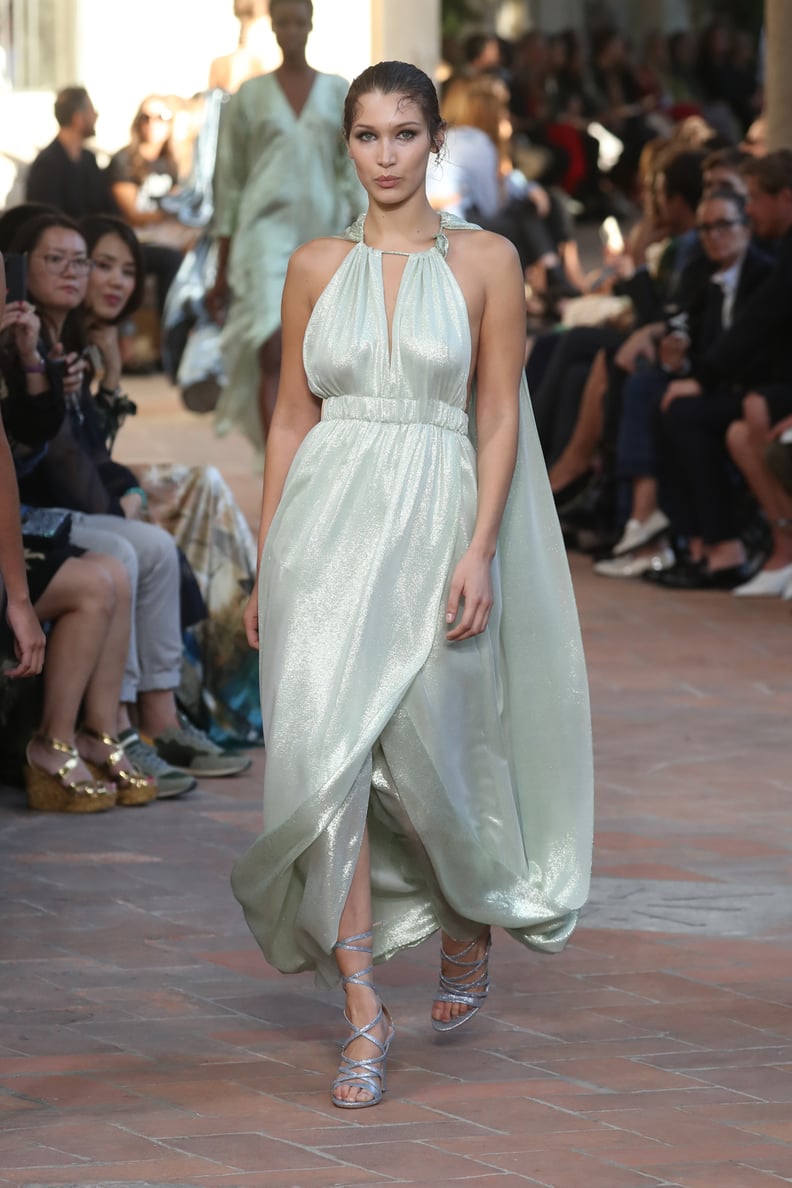 Bella Wore This Glimmering Grecian-Inspired Mint Dress at Alberta Ferretti