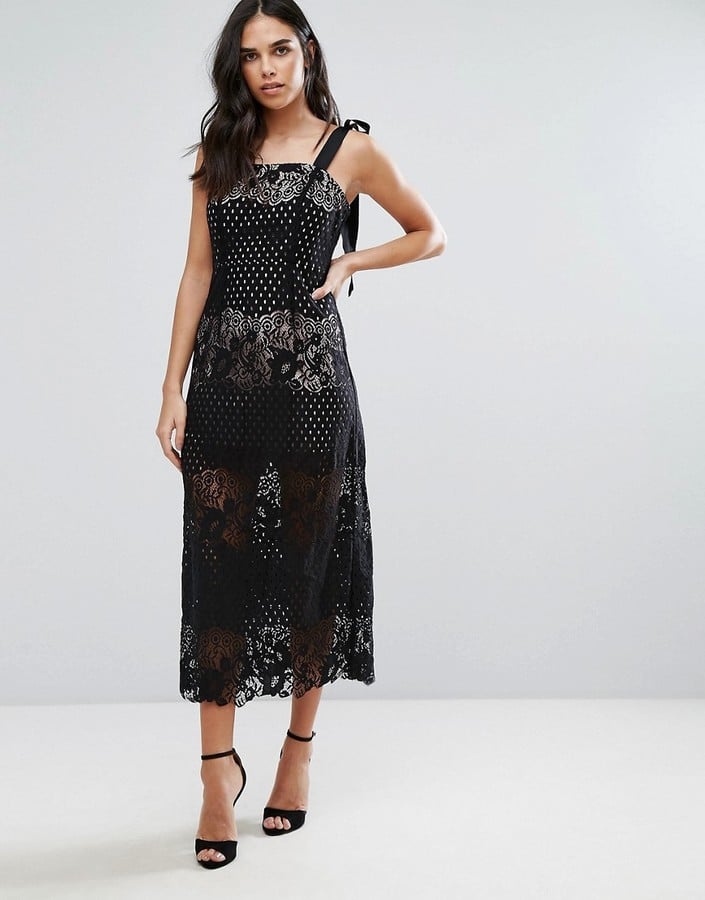 Liquorish Monochrome Lace Maxi Dress