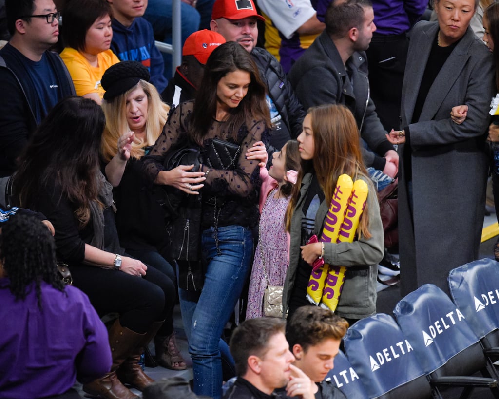 Katie Holmes and Suri Cruise at Lakers Game January 2017