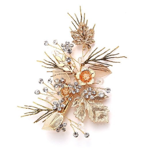 Faybox Vintage Gold Twig Hair Clips Bridal Headpiece Wedding Accessories ($19)