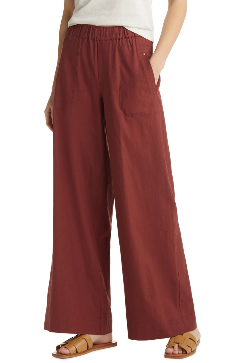 ASOS DESIGN relaxed linen pants in brown