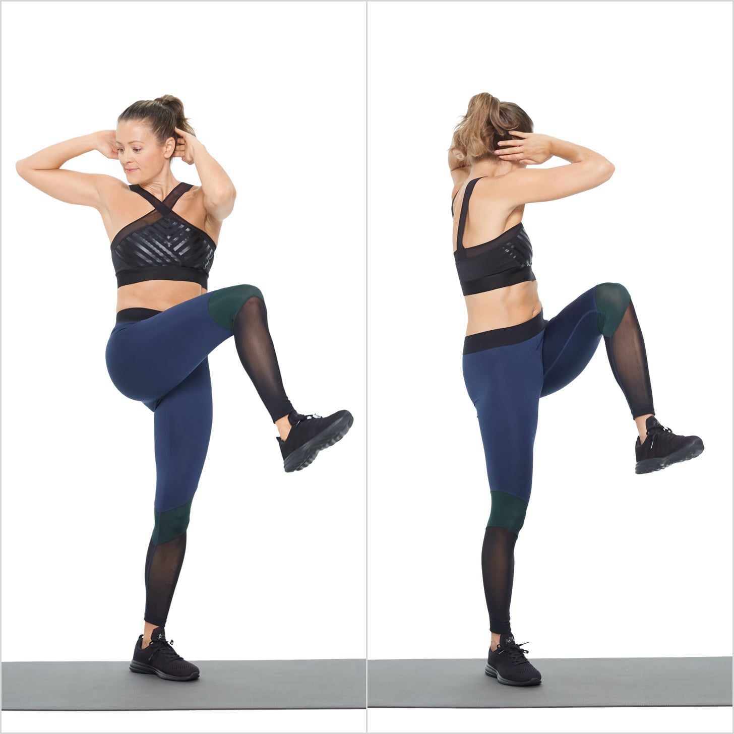 Circuit 3: Standing Elbow-to-Knee | 1 Workout to Bring Your A-Game:  No-Equipment Arms and Abs | POPSUGAR Fitness Photo 10