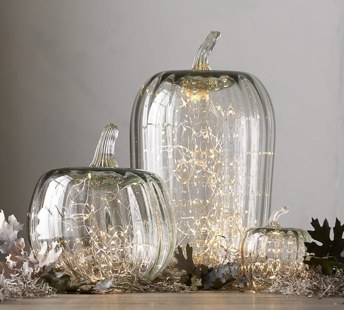 Pottery Barn Recycled Glass Pumpkin Candle Cloches