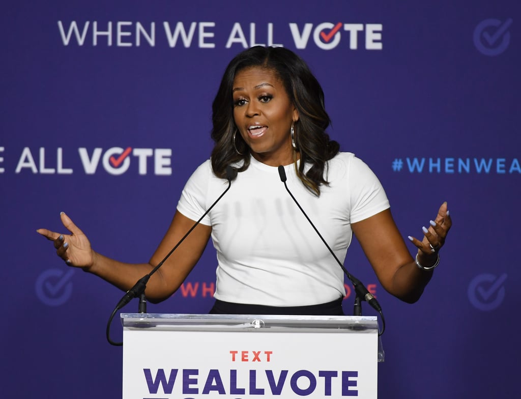 Michelle Obama Ruffled Pants at Rally in Las Vegas 2018