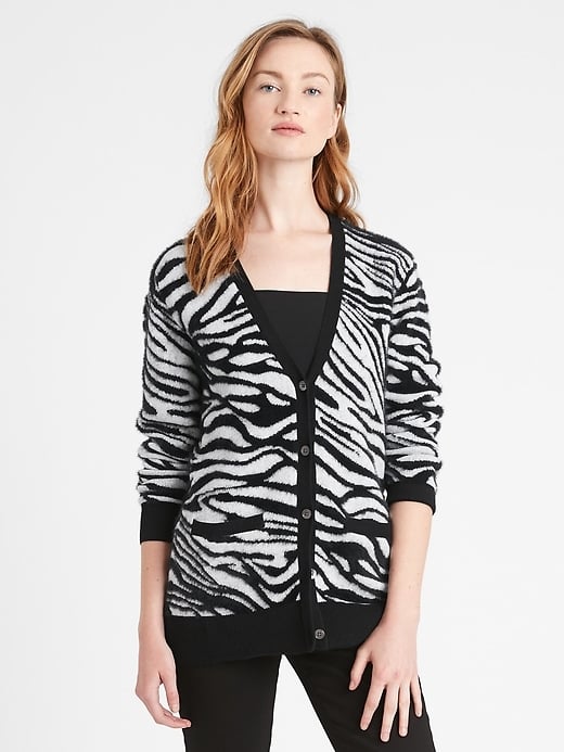 Banana Republic Fuzzy Animal Print Cardigan Sweater