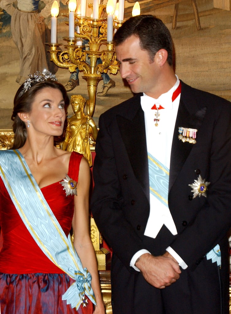 Princess Letizia gave Prince Felipe a sweet smile during a royal appearance in October 2004.