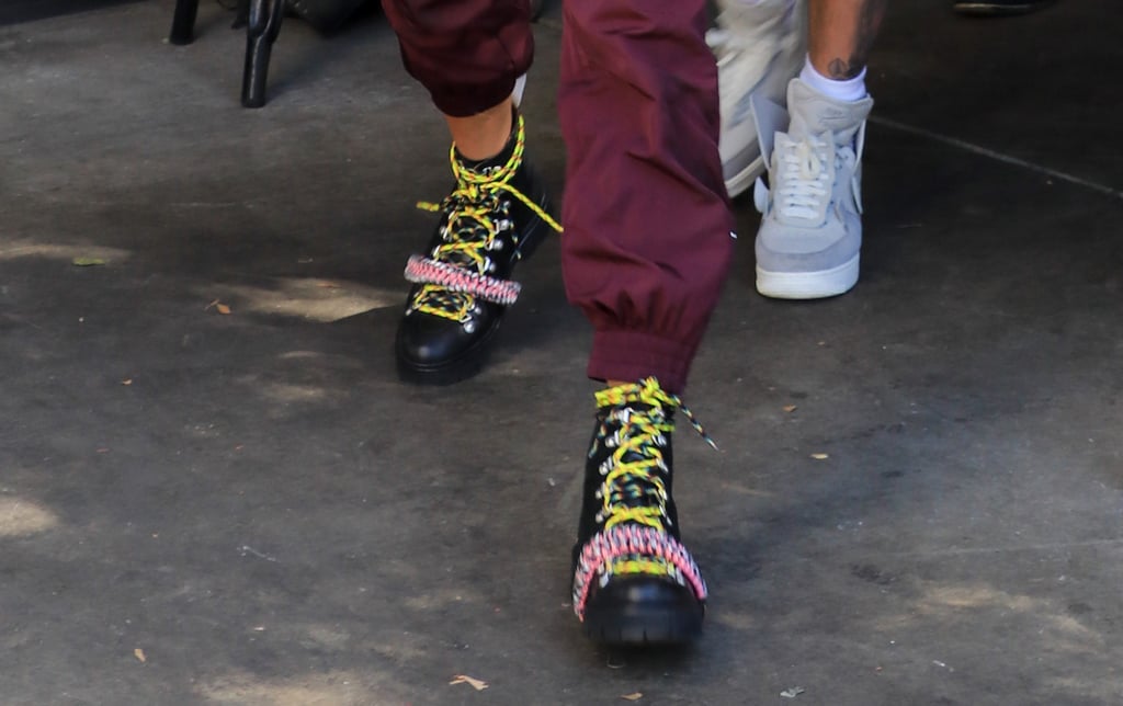 Hailey Baldwin Combat Boots Yellow Laces House of Holland