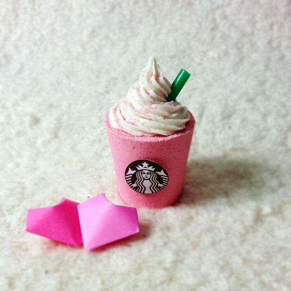 BeHappyBeUrself Pink Cotton Candy Starbucks Frappuccino Bath Bomb