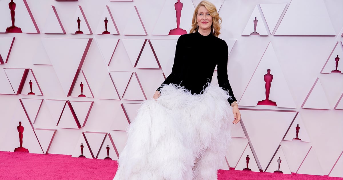 Laura Dern Delivered Pique Moira Rose Extravagance in Her Ostrich Feather Oscars Gown